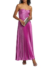 Del Pleated Strapless Gown