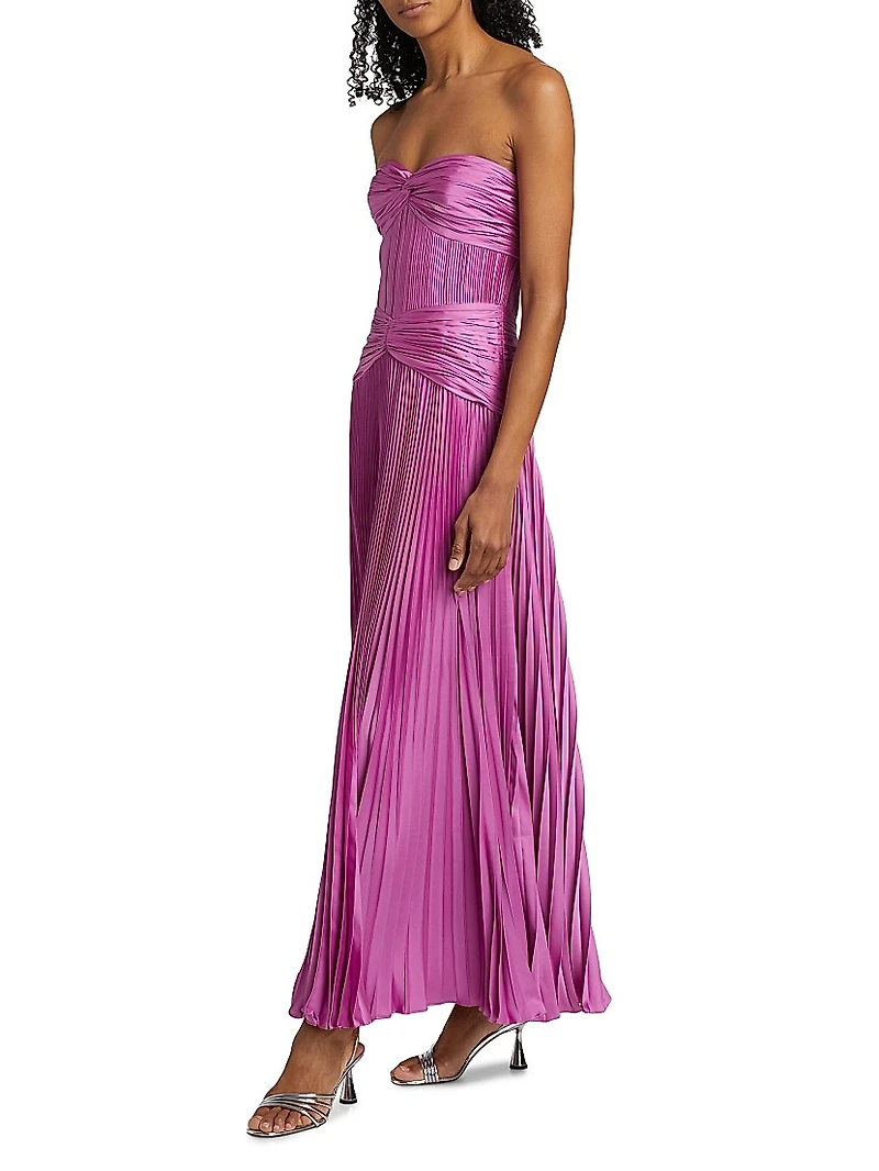 Del Pleated Strapless Gown