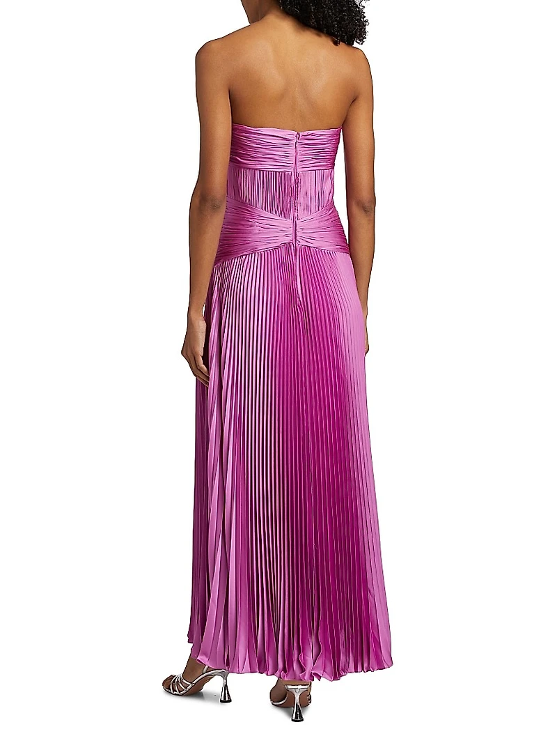 Del Pleated Strapless Gown