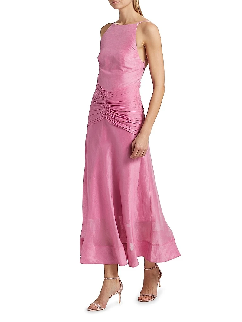 Kylie Ruched Midi-Dress