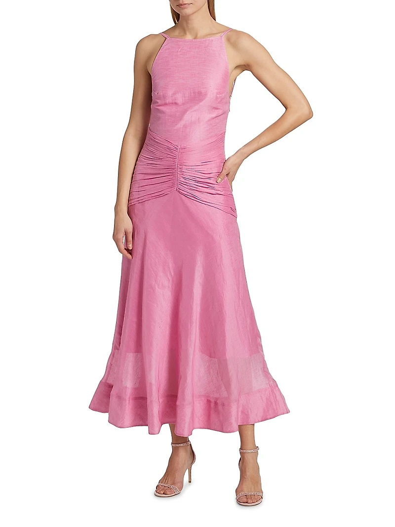 Kylie Ruched Midi-Dress