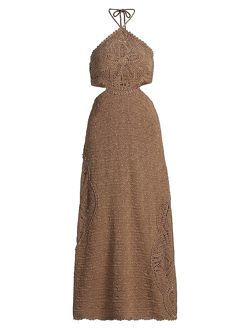Clara Crochet Halter Midi-Dress