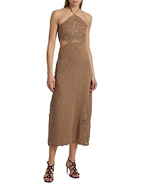 Clara Crochet Halter Midi-Dress