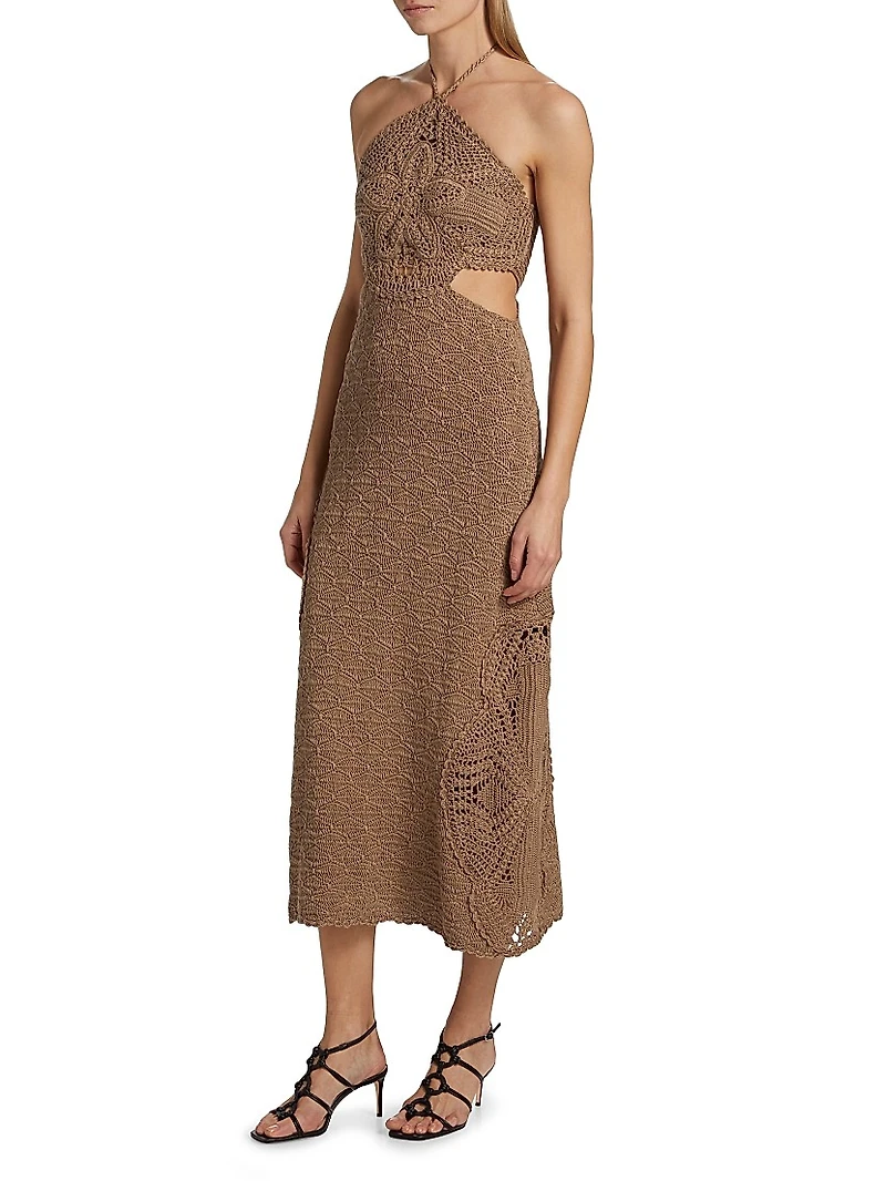Clara Crochet Halter Midi-Dress