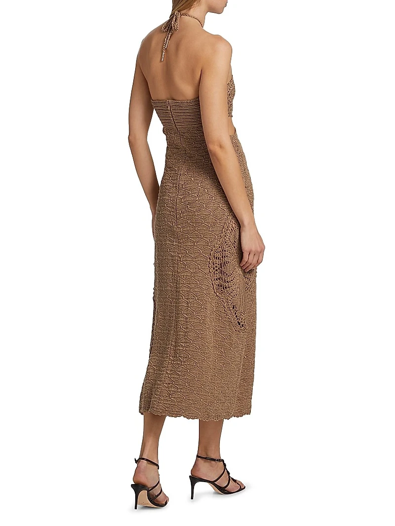 Clara Crochet Halter Midi-Dress