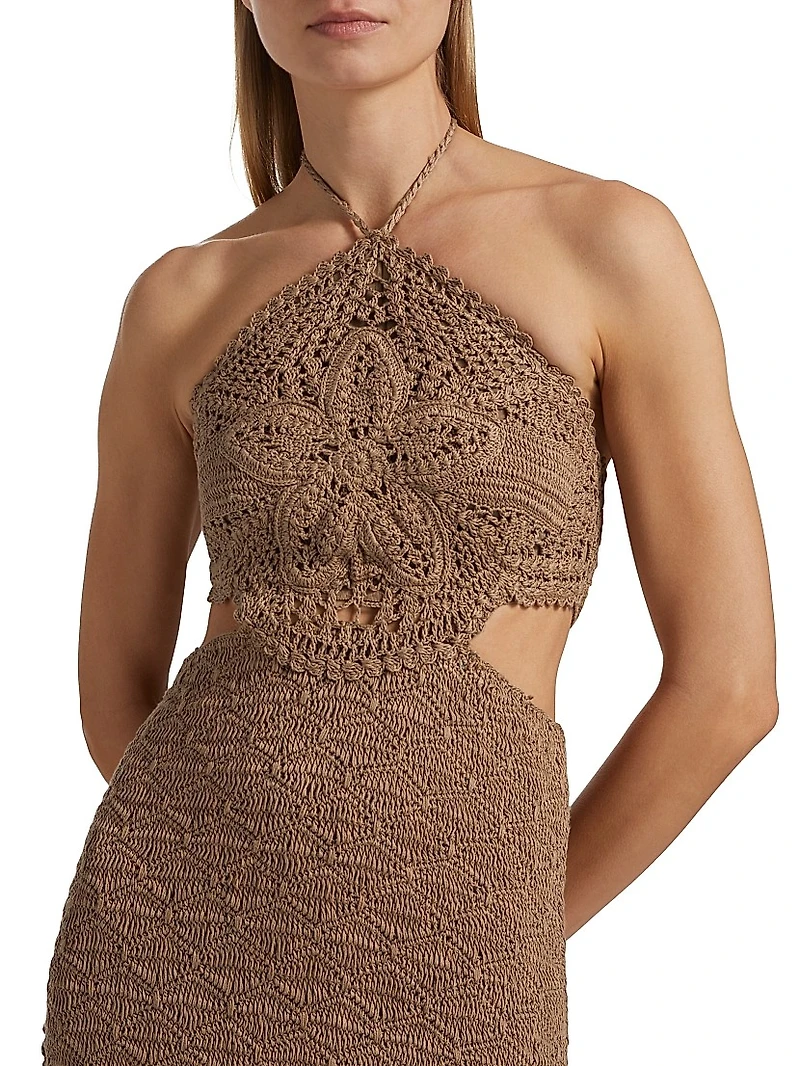 Clara Crochet Halter Midi-Dress