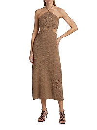 Clara Crochet Halter Midi-Dress