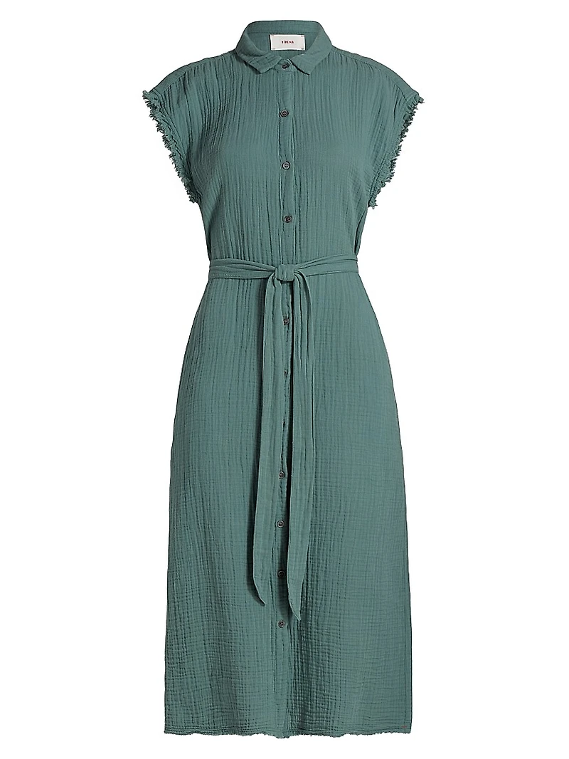 Aliza Tie-Waist Midi-Shirtdress
