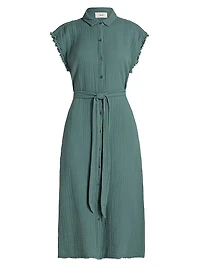 Aliza Tie-Waist Midi-Shirtdress