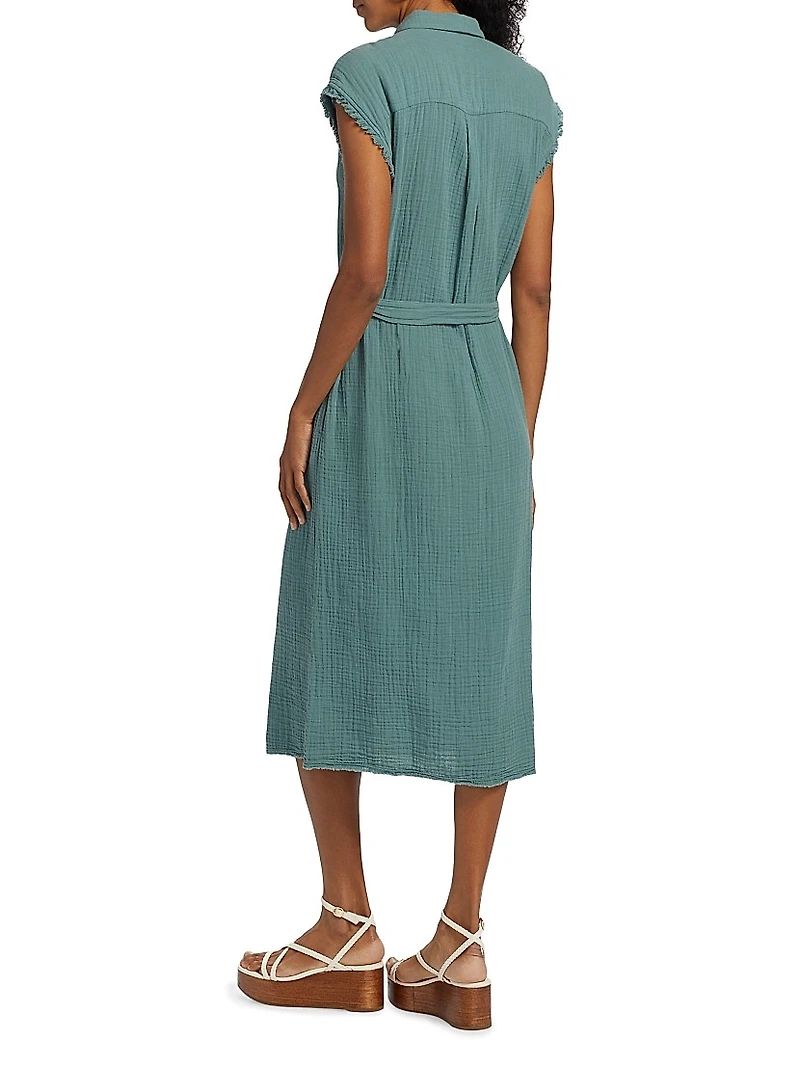 Aliza Tie-Waist Midi-Shirtdress