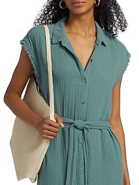 Aliza Tie-Waist Midi-Shirtdress