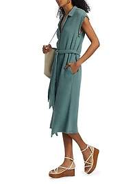 Aliza Tie-Waist Midi-Shirtdress