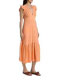 Davana Cotton Button-Front Midi-Dress