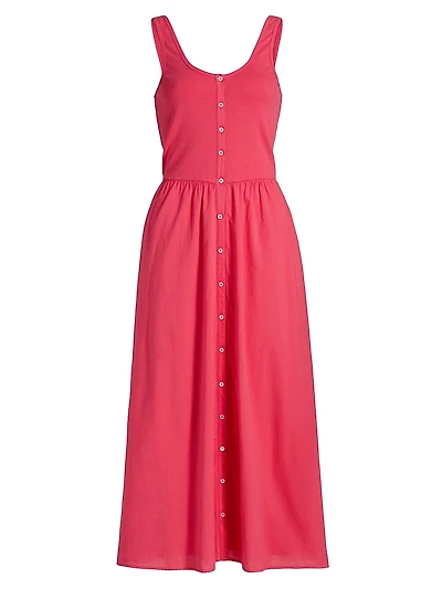 Fenix Button-Front Cotton Midi-Dress