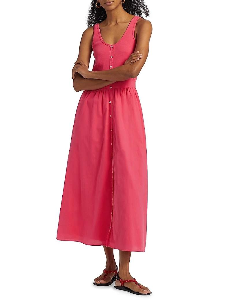 Fenix Button-Front Cotton Midi-Dress