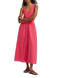 Fenix Button-Front Cotton Midi-Dress