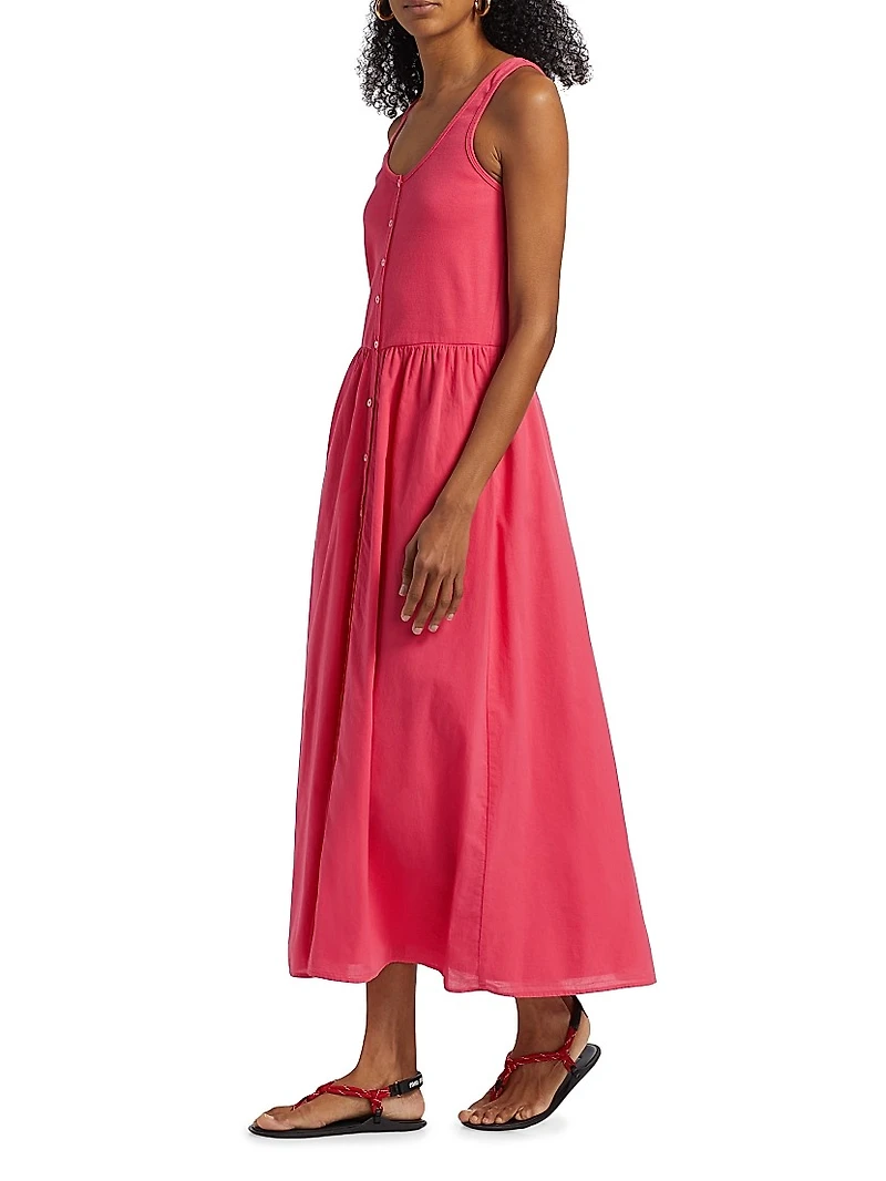 Fenix Button-Front Cotton Midi-Dress