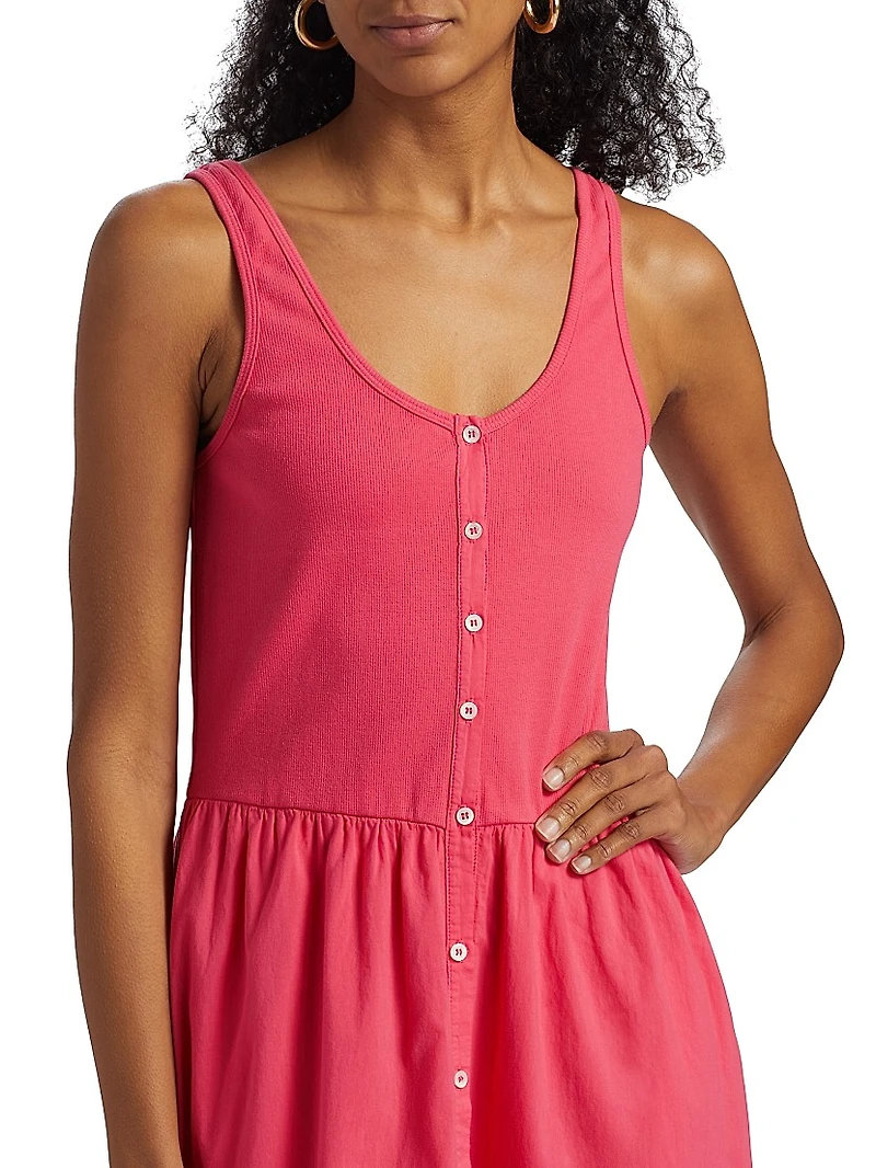 Fenix Button-Front Cotton Midi-Dress