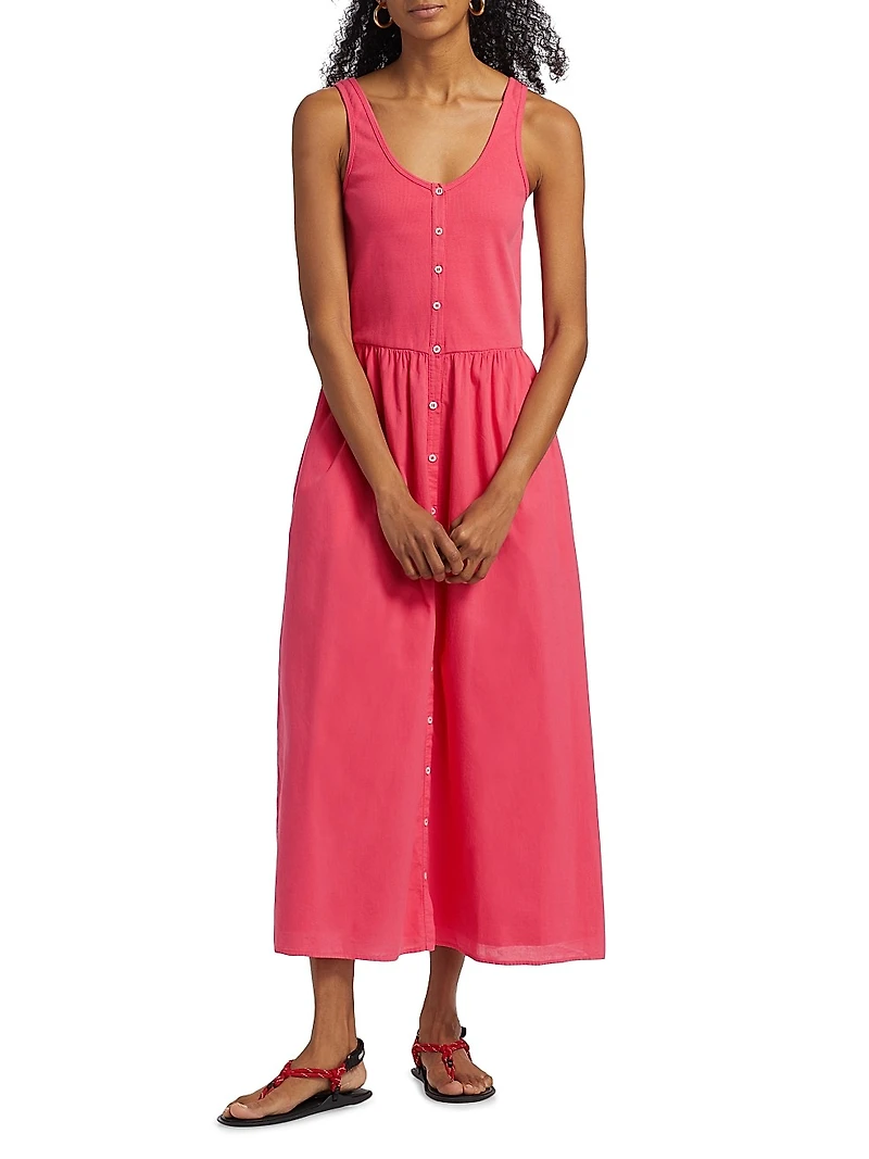 Fenix Button-Front Cotton Midi-Dress