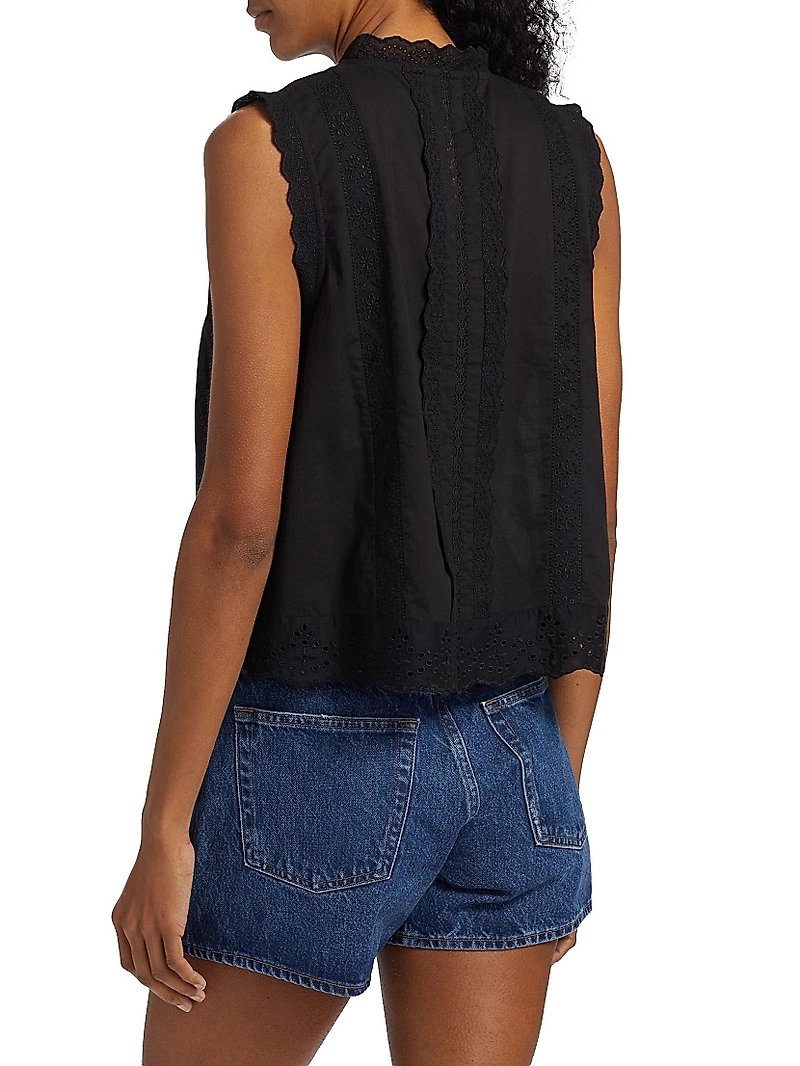 Lara Embroidered Cotton Sleeveless Shirt