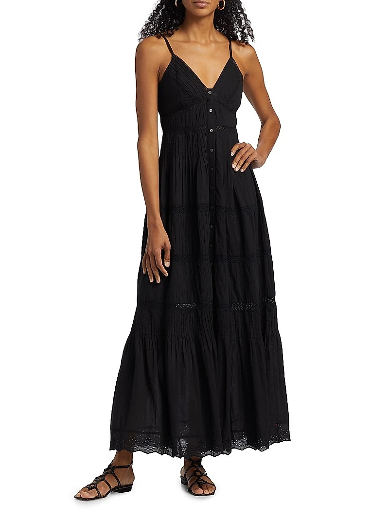 Janis Lace Button-Front Maxi Dress