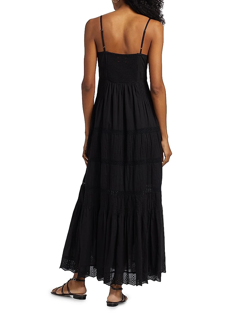Janis Lace Button-Front Maxi Dress