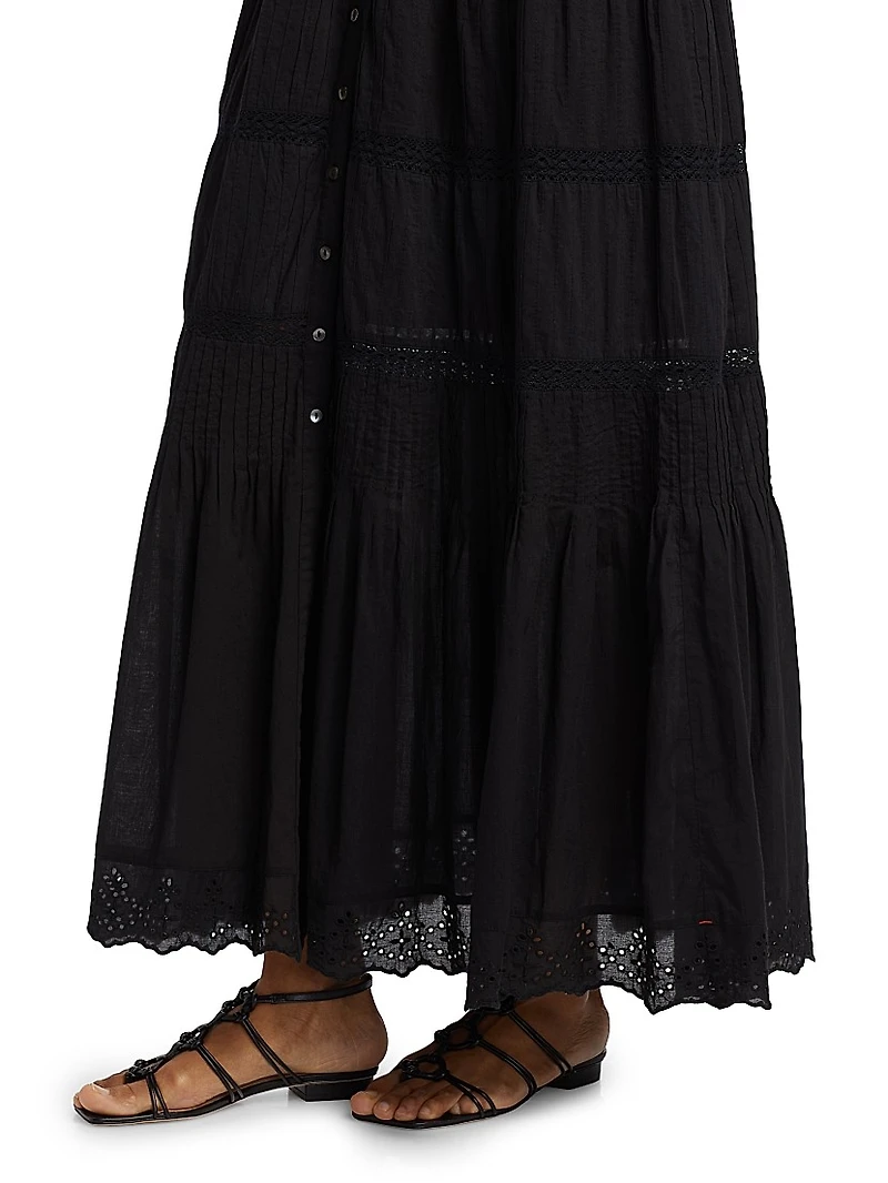 Janis Lace Button-Front Maxi Dress