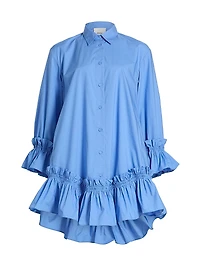 Ayla Cotton Ruffled Mini Shirtdress