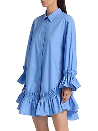 Ayla Cotton Ruffled Mini Shirtdress