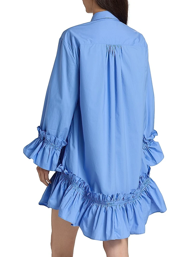Ayla Cotton Ruffled Mini Shirtdress