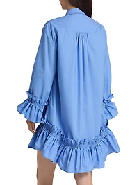 Ayla Cotton Ruffled Mini Shirtdress