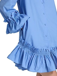Ayla Cotton Ruffled Mini Shirtdress