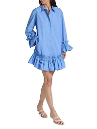 Ayla Cotton Ruffled Mini Shirtdress
