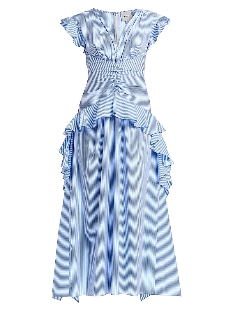 Dani Striped Poplin Ruffled Maxi Dress