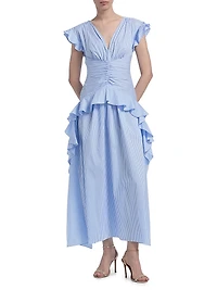 Dani Striped Poplin Ruffled Maxi Dress