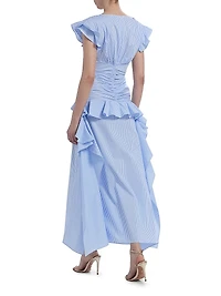 Dani Striped Poplin Ruffled Maxi Dress