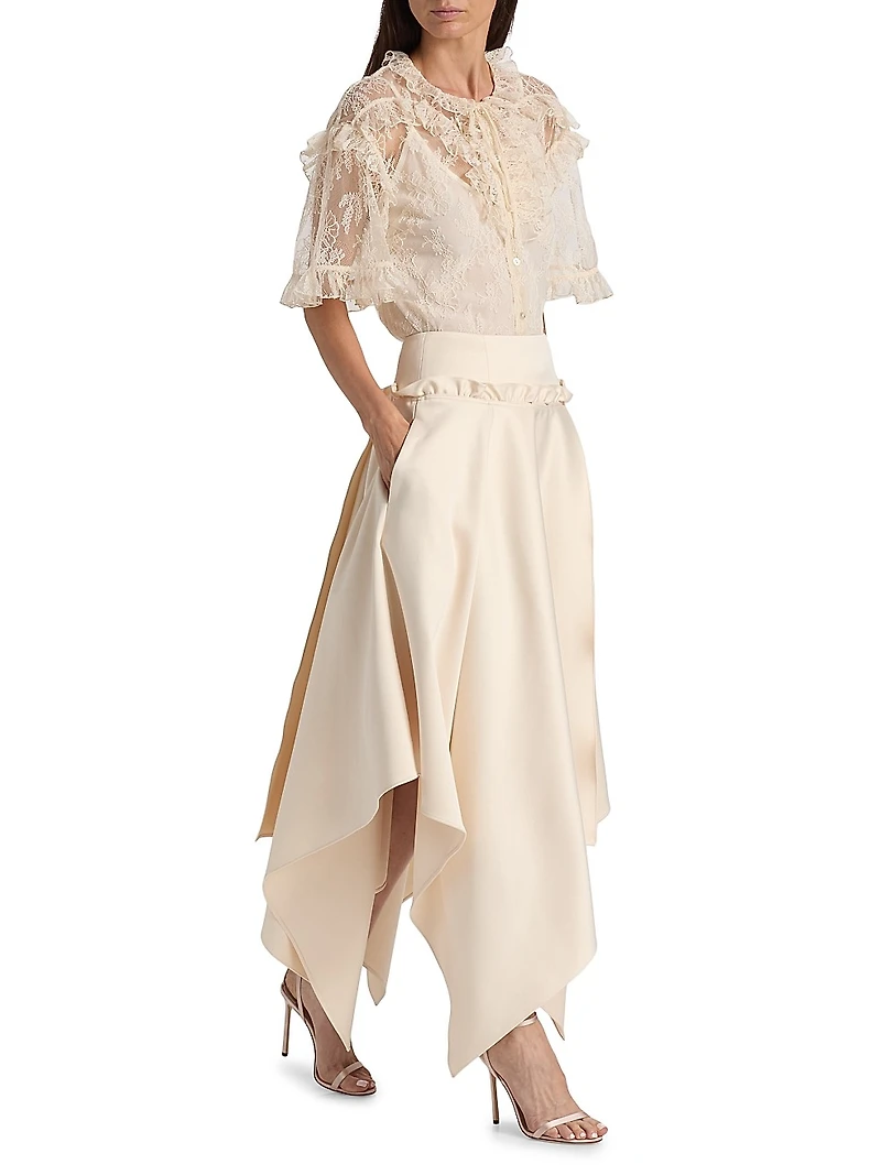 Vera Satin Handkerchief Midi-Skirt