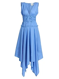 Zelie Cotton Poplin Handkerchief-Hem Midi-Dress