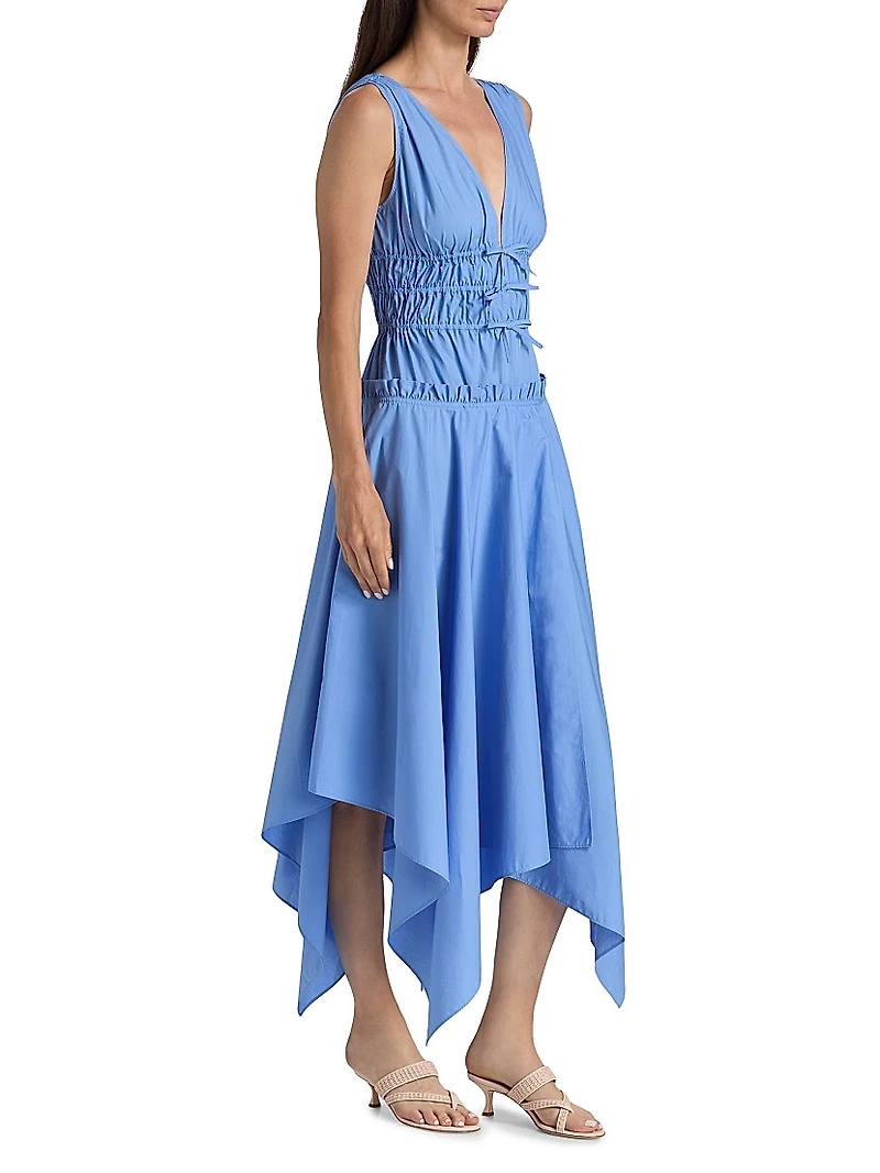 Zelie Cotton Poplin Handkerchief-Hem Midi-Dress