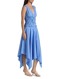 Zelie Cotton Poplin Handkerchief-Hem Midi-Dress