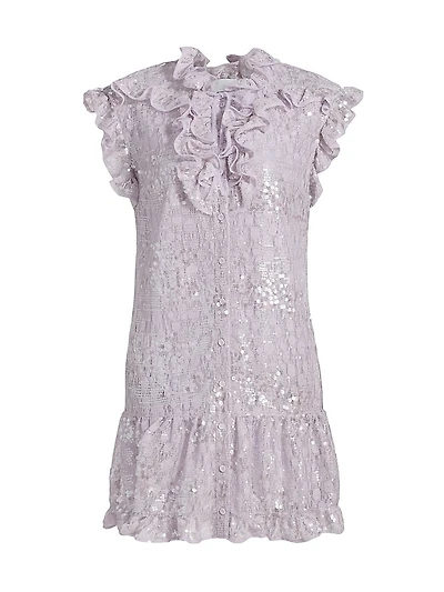 Maya Ruffle-Trimmed Sequined Minidress