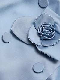 Edie Rosette-Detailed Satin Top