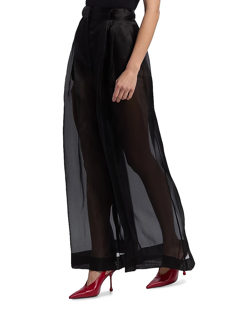Silk Organza Wide-Leg Pants