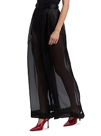 Silk Organza Wide-Leg Pants