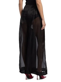 Silk Organza Wide-Leg Pants