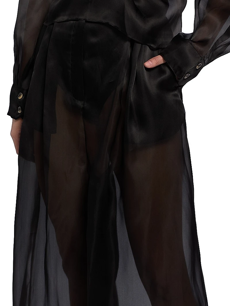 Silk Organza Wide-Leg Pants