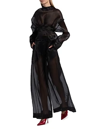 Silk Organza Wide-Leg Pants