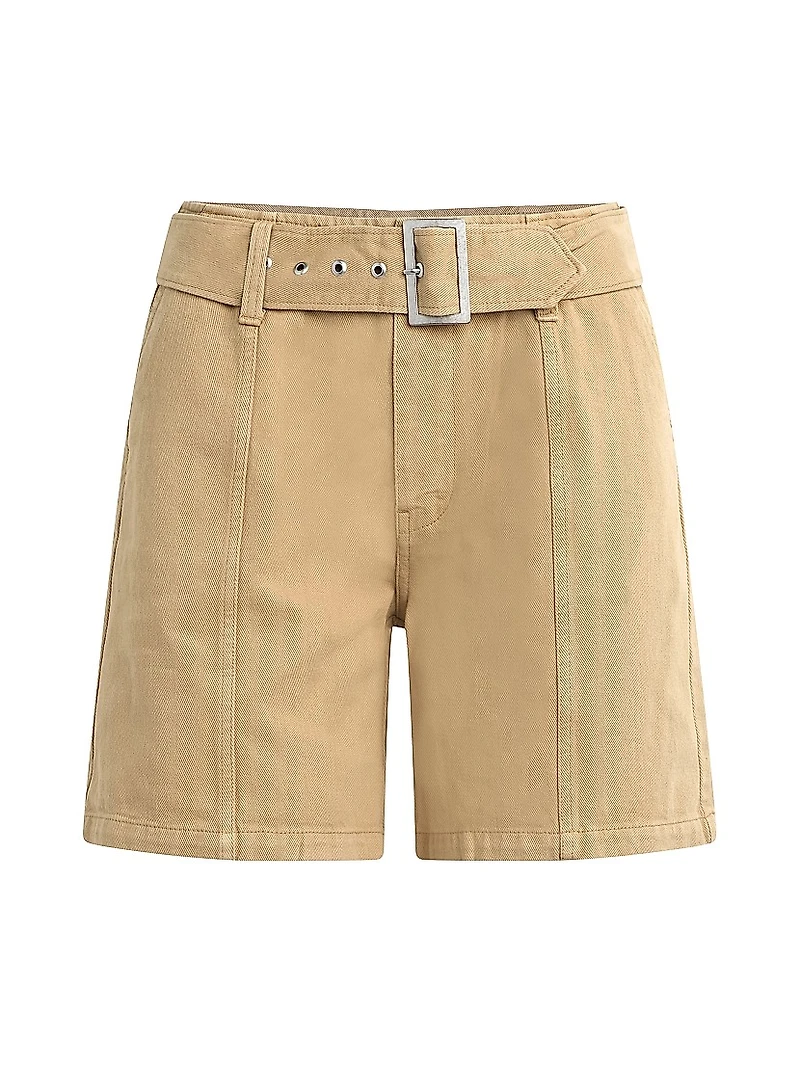 Belted Cotton Long Bermuda Shorts