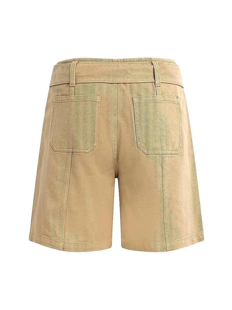 Belted Cotton Long Bermuda Shorts
