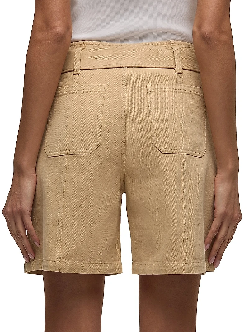 Belted Cotton Long Bermuda Shorts